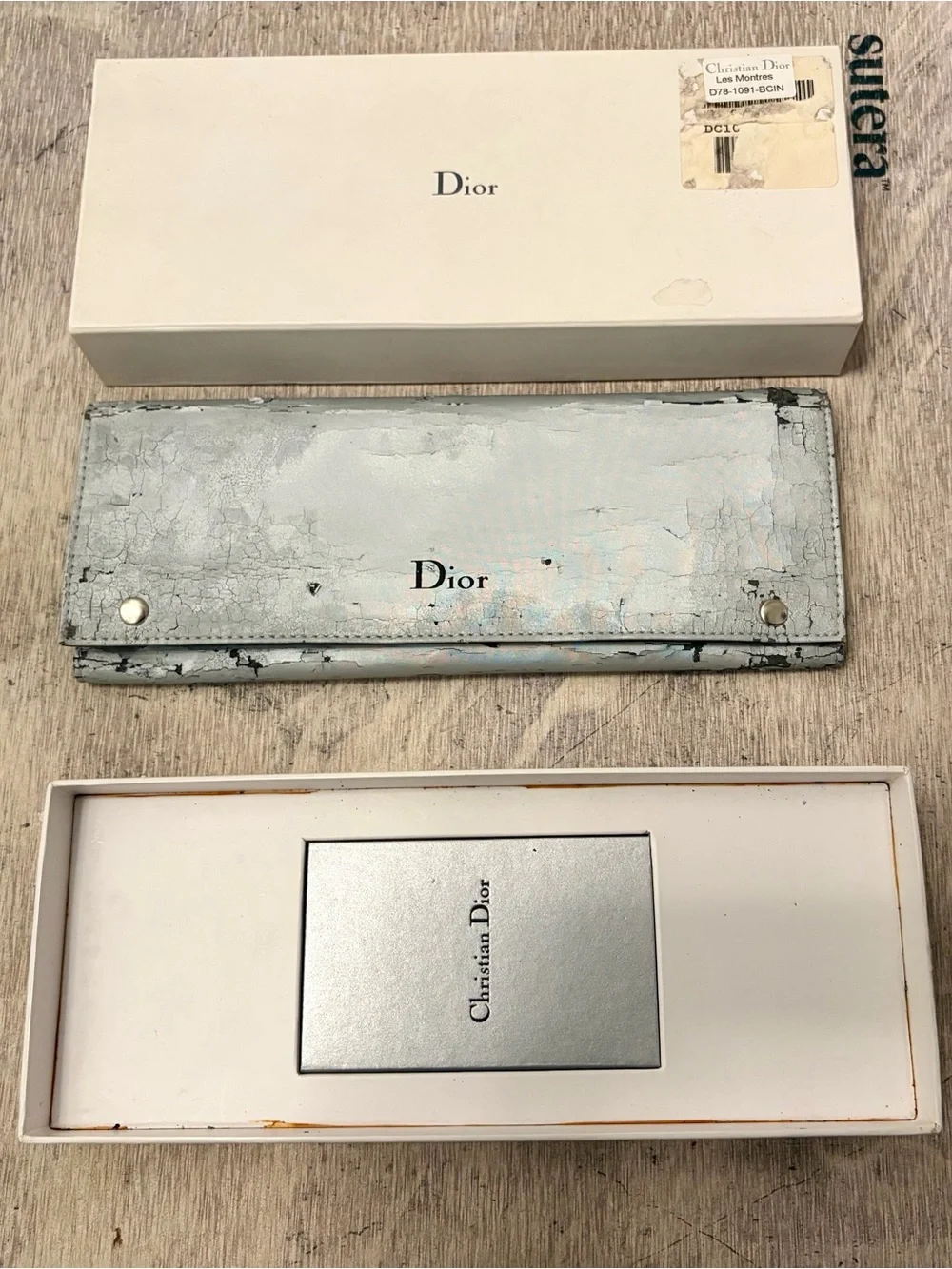 Vintage Christian Dior Swiss Mother of Pearl Watch Box Papers & Ex Strap & Clasp